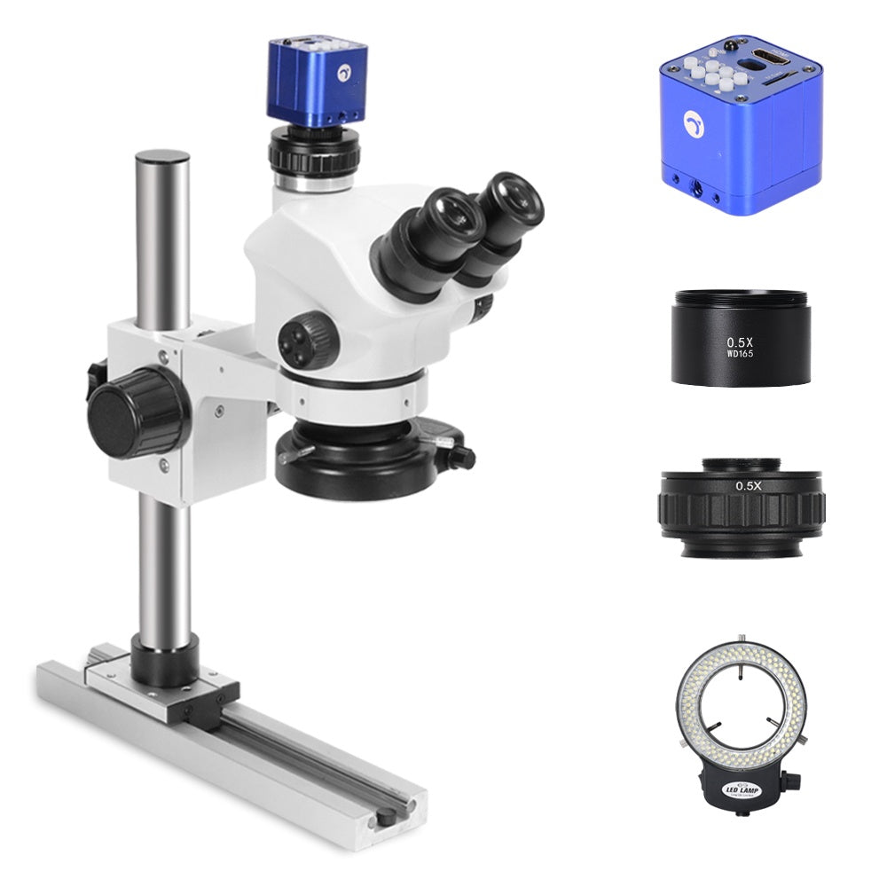 7-50X Slide Rail Base stand with 24MP CMOS Camera Stereo Trinocular Lens for Cell Mobile Phone Repair Soldering Tools