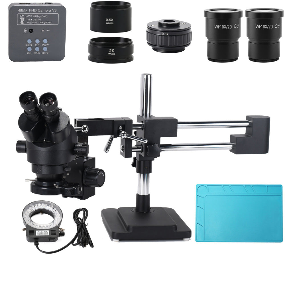 3.5X -100X 48MP Camera Dural Boom Stand Trinocular Stereo Trinocular Microscope for PCB Electronics Repair