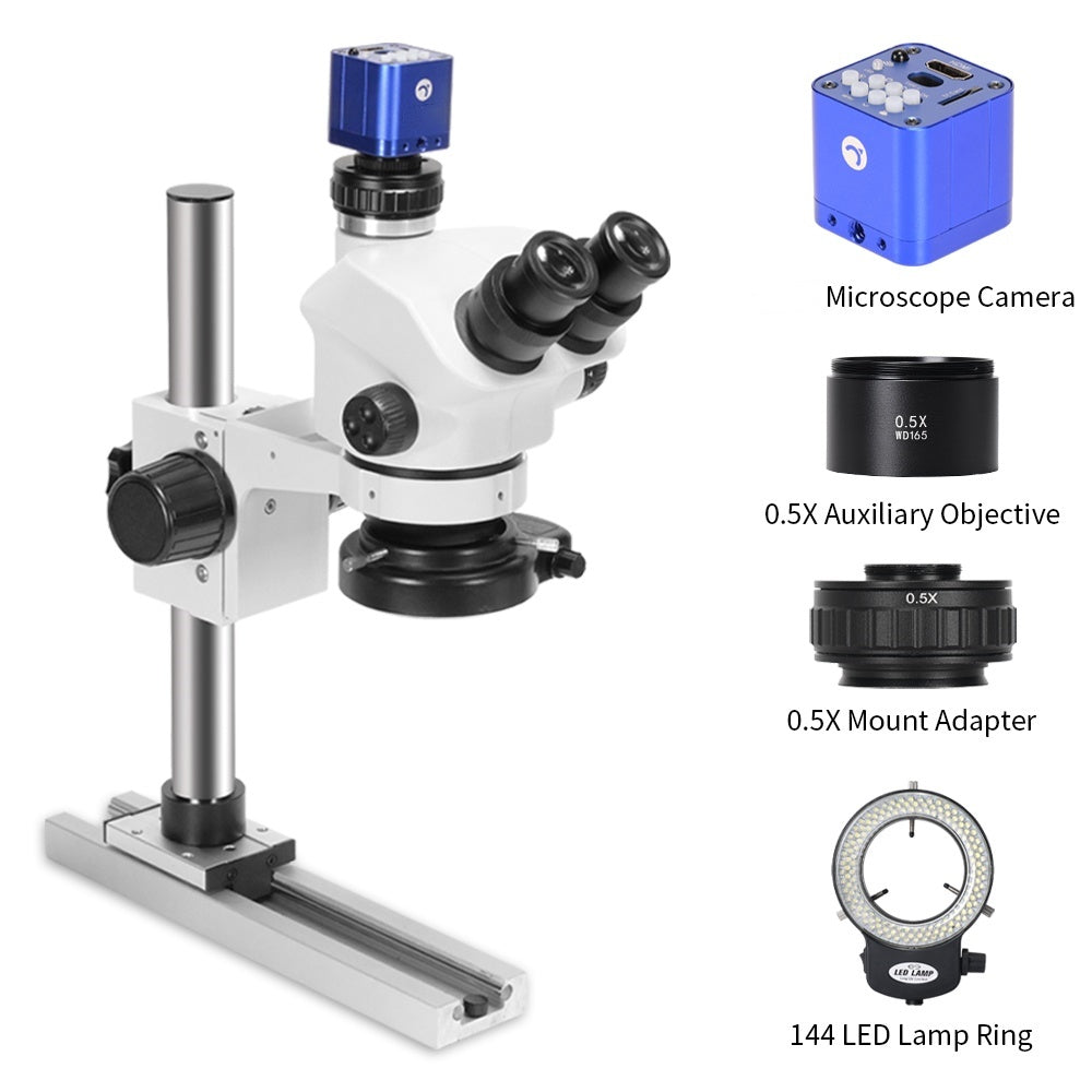 7-50X Slide Rail Base stand with 24MP CMOS Camera Stereo Trinocular Lens for Cell Mobile Phone Repair Soldering Tools