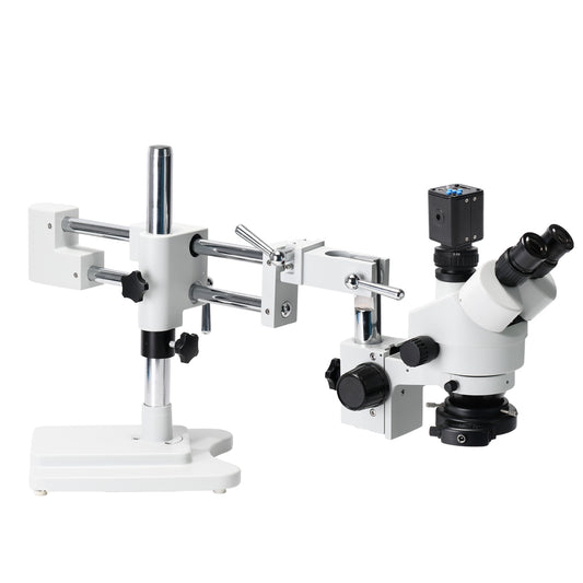 3.5X-90X Simul-Focal Double Boom Stand Trinocular Stereo Zoom Microscope 24MP HDMI Camera phone repair Microscopie