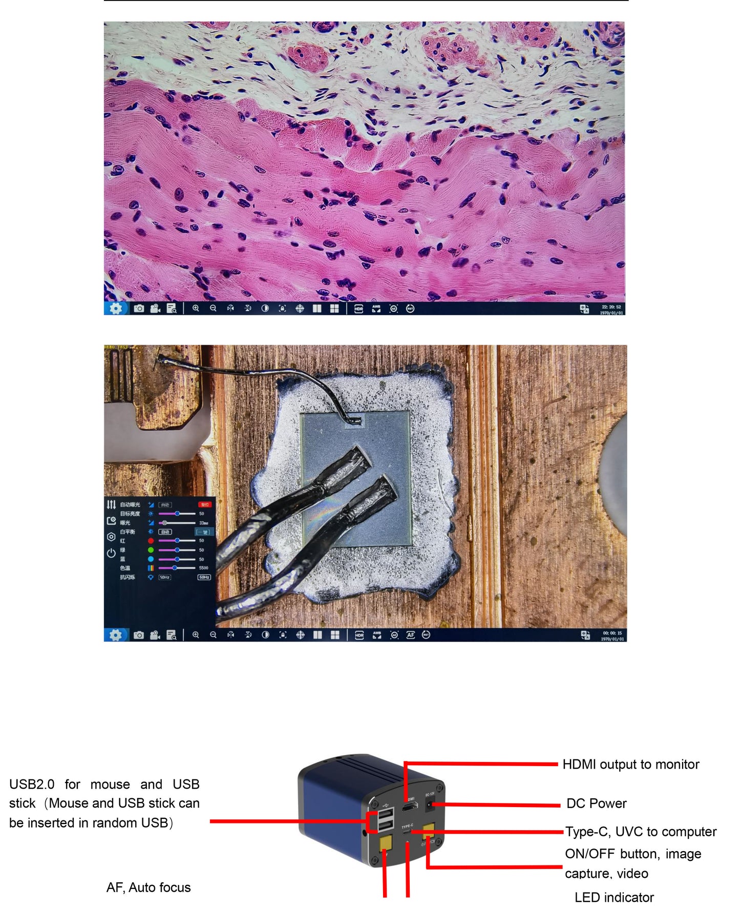 1080P 60FPS IMX307 HD-MI Auto Focus Microscope Camera Autofocus Industrial Camera with measurement Function